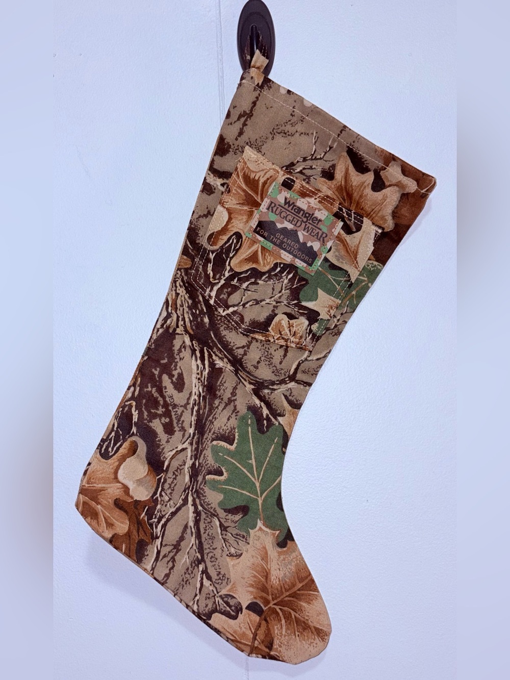 Wrangler Rugged Wear Camo Christmas Stocking Realtree Hunting Outdoors 23”